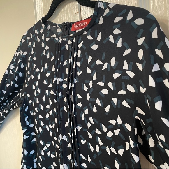 MaxMara long sleeve tunic ruffled pin tuck geometric print size 2 - Picture 14 of 14